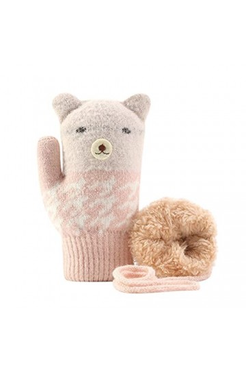 Gants épais coupe-vent et chauds en peluche pour enfants, rose, Taille unique