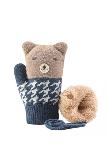 Gants épais coupe-vent et chauds en peluche pour enfants, noir foncé, taille unique