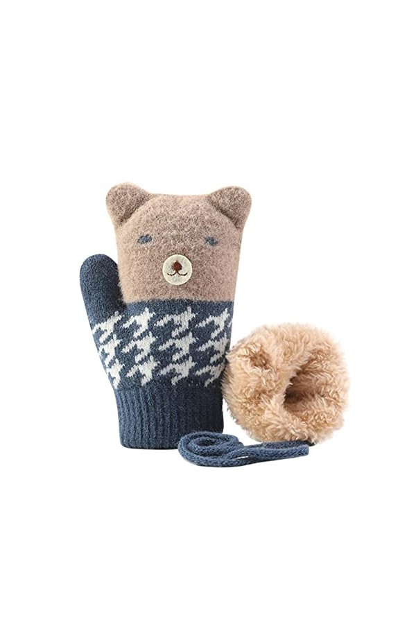 Gants épais coupe-vent et chauds en peluche pour enfants, noir foncé, taille unique