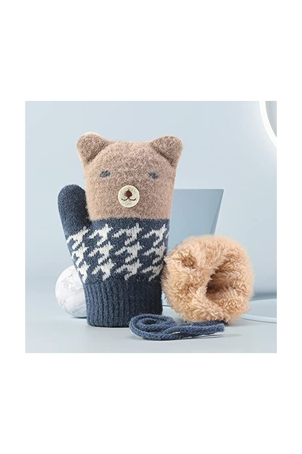 Gants épais coupe-vent et chauds en peluche pour enfants, noir foncé, taille unique