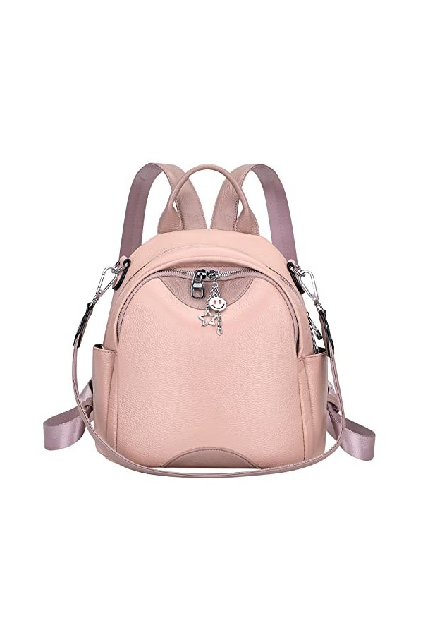 ALTOSY Mini sac à dos pour femme - En cuir véritable - Mode Uni - Sac à bandoulière, noir/marron