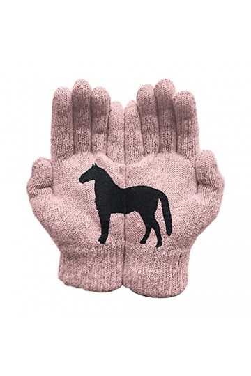 Ukuding Gants dhiver pour Femmes | Gants Chauds pour Temps Froid - Gant Moufle Femme Motif Cheval Noir, Doublure Tricot Ther