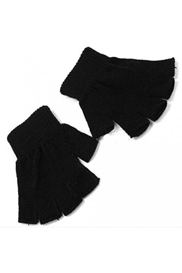 Auleset 1 paire de mitaines dhiver en tricot stretch noir pour homme et femme