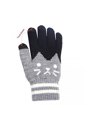 Gants moufles pour femme par temps froid pour homme et femme - Coupe dhiver en tricot de chat - Doigts à clic - Gants chauds