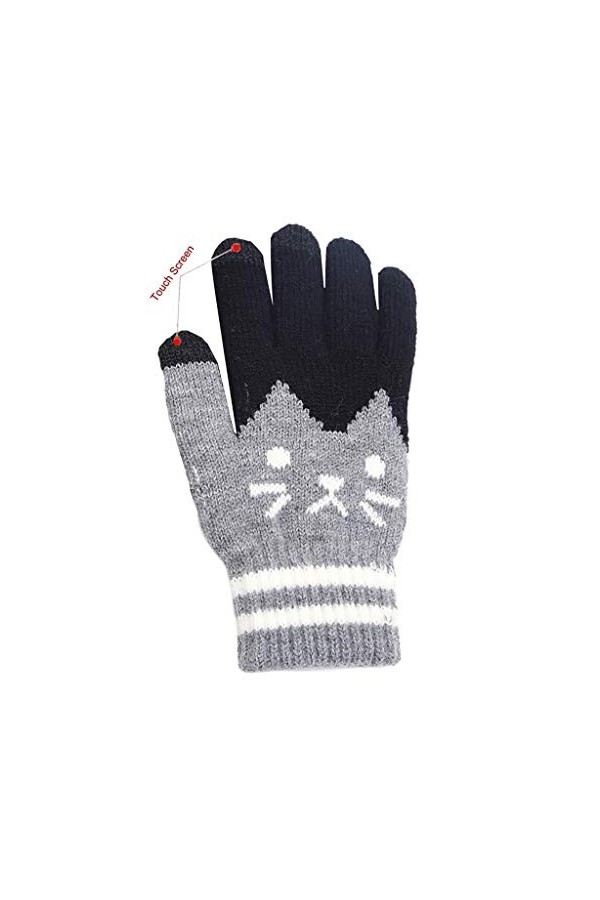 Gants moufles pour femme par temps froid pour homme et femme - Coupe dhiver en tricot de chat - Doigts à clic - Gants chauds