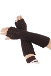 Gants pour femme en tricot de câble, super longs sans doigts - Mitaines sans doigts - Chauffe-bras - Manches - Moufles - Cein