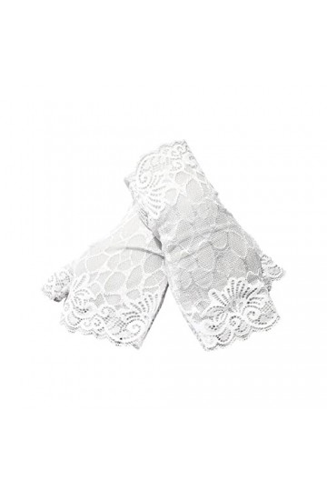 Gants courts en dentelle pour femme - Protection solaire - Brodés - Mitaines de mariage courtes pour femme - Gants de mariée 
