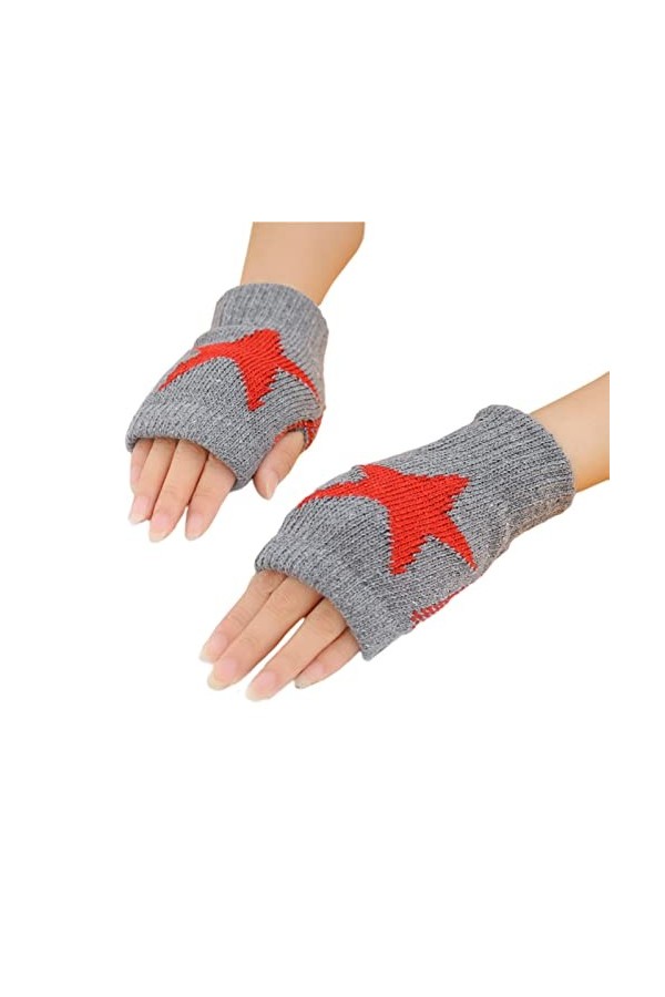 Tainrunse Gants tricotés 1 Paire Classique Coupe-Vent Hiver Chaud garçons Fille étudiants Gants sans Doigts Bleu Marine Taill