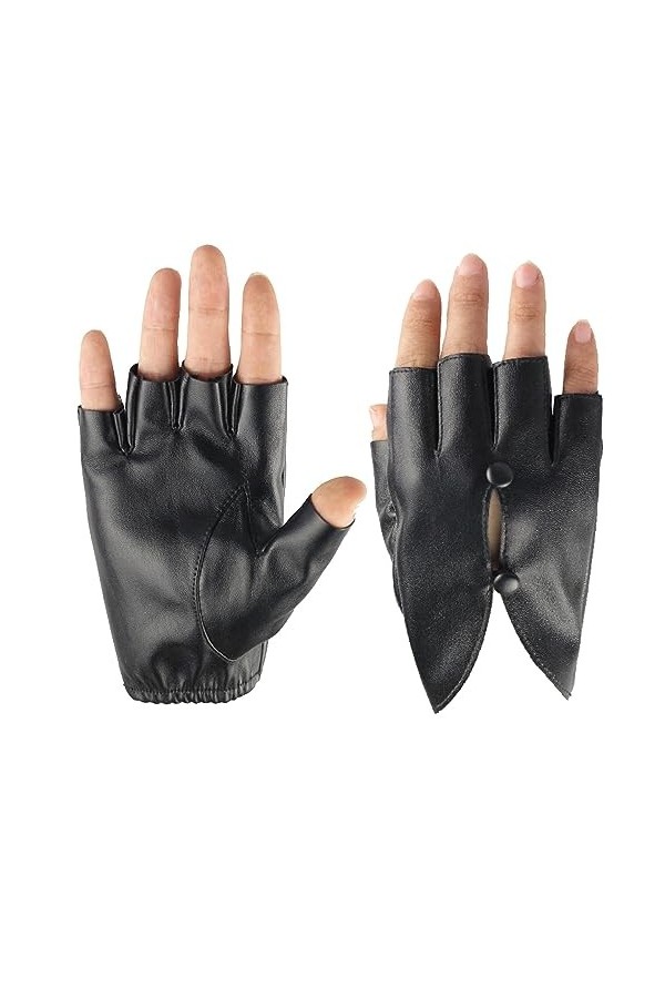 Gefomuofe Mitaines en cuir pour femme - Mitaines sans doigts - Gants de cyclisme - Pour lextérieur - Pour le sport - Costume
