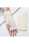 Gants dhiver tendance en peluche tricotée coupe-vent chaud épais demi-mitaines pour femme