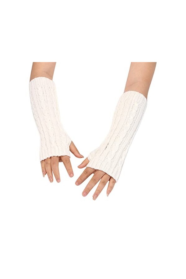 Gants dhiver tendance en peluche tricotée coupe-vent chaud épais demi-mitaines pour femme