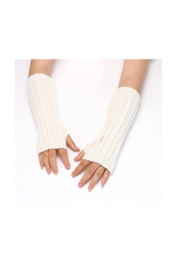 Gants dhiver tendance en peluche tricotée coupe-vent chaud épais demi-mitaines pour femme