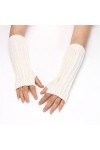 Gants dhiver tendance en peluche tricotée coupe-vent chaud épais demi-mitaines pour femme