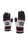 Gants moufles pour femme pour temps froid et téléphone créatif et mobile avec impression flocon de neige gants tricotés avec 