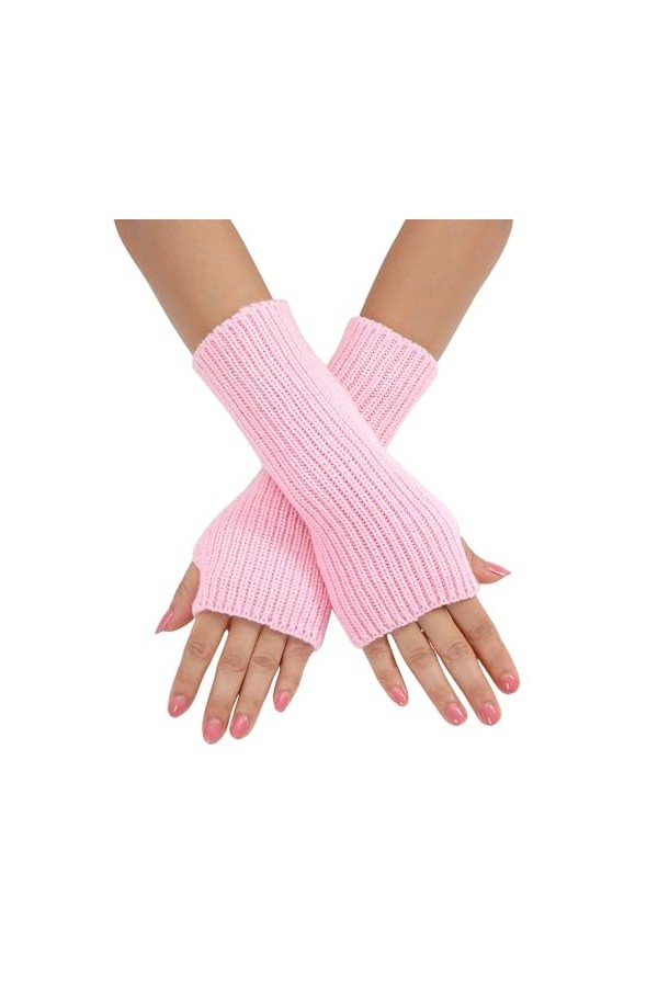 Gants dhiver sans doigts pour femme - Chauffe-bras en tricot - Longs sans doigts - Mitaines longues - Mitaines pour le cycli