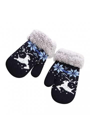 Moufles épaisses et polaire chaudes pour filles et garçons, moufles pour femmes, isolées par temps froid, Navy, Taille unique