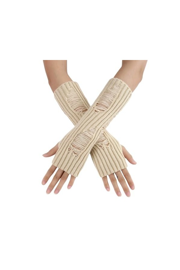 Gefomuofe Mitaines courtes pour femme - Automne et hiver - Gants tricotés sans doigts - Gants chauds sans doigts - Gants exte