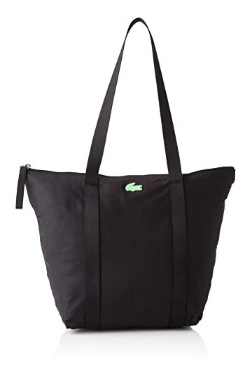 Lacoste Sac Cabas Izzie Femme, Noir Vert Fluo, Taille unique