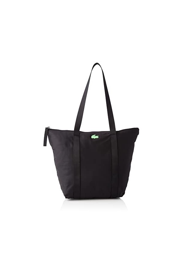 Lacoste Sac Cabas Izzie Femme, Noir Vert Fluo, Taille unique