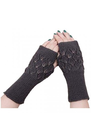 TDEOK Gants en microfibre pour femme - Gants tricotés - Avec cordons dhiver - Chauds - Doux et chauds - Sans doigts - Gants 