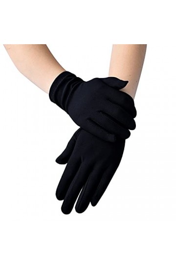 Gants pour femme - Couleur unie - Gants courts extensibles - Accessoire pour femme - Gants dhiver chauds noir, taille uniqu