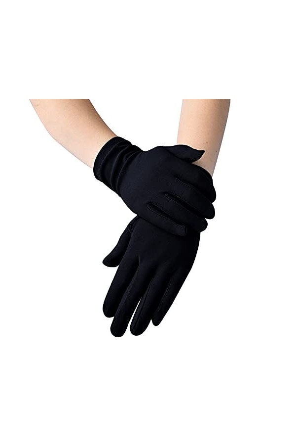 Gants pour femme - Couleur unie - Gants courts extensibles - Accessoire pour femme - Gants dhiver chauds noir, taille uniqu