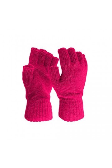 YANFJHV Chaud Tricot Femmes Solide Demi Doigt Gant Couleur Hommes Hiver et Gants Coton Lourds, Rose, taille unique