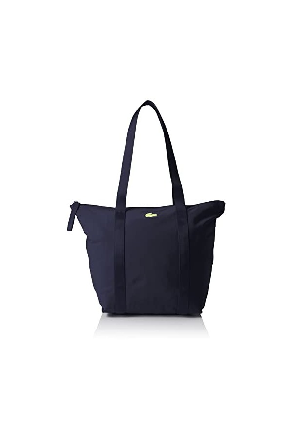 Lacoste Sac Cabas Izzie Femme, Noir Vert Fluo, Taille unique