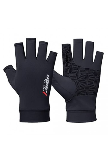 hahuha Gants anti-soleil antidérapants pour femme et fille, Noir , taille unique