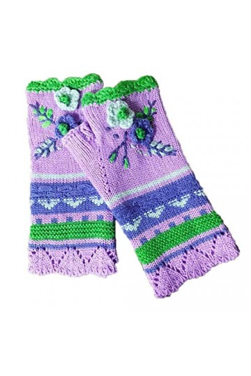 2023 Nouveau – Gants chauds en laine pour femme avec crochet fait à la main, gants moufles convertibles, Vert, taille unique