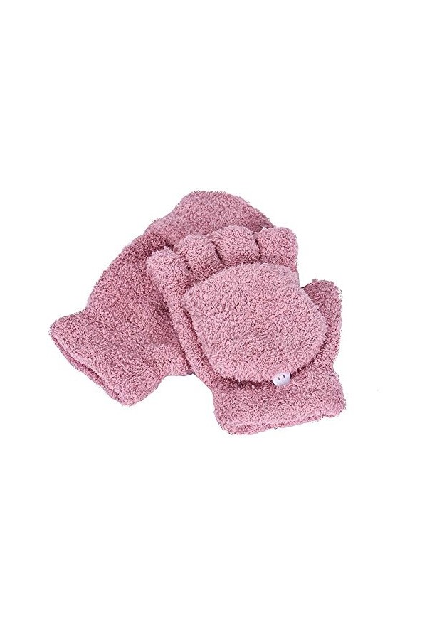Walaka Gants Mode Femme Fille Mitaine Hiver Automne Dames en Laine Moufles Demi-Doigt Tricoté Tordu Clamshell Double Gants Ch