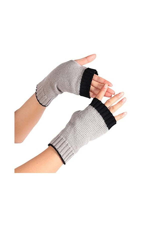 Moufles à motifs solides, mignons et décontractés, tricotés, gants en tricot, mitaines sans doigts pour femme