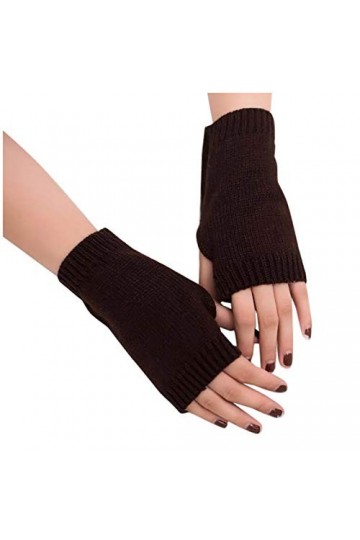 Mitaines tricotées chaudes pour femme, gants dhiver doux pour garder au chaud avec poche, kaki, taille unique