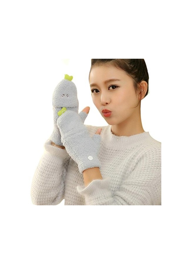 Coloré Hiver Protège Mains Chauds Gants TM Adorable Gants -3 Blanc 