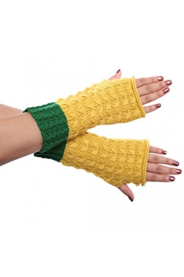 STKOOBQ Demi-gants chauds en tricot avec motif ananas pour femme - Automne et hiver - Couleurs contrastées C, taille unique 
