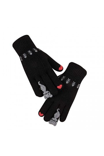 liaddkv Gants longs pour femme avec doigts tricotés pour garder au chaud, Noir , taille unique
