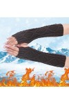 Mitaines en cachemire pour femme - Gants chauds tricotés - Sans doigts - Automne - Hiver - Pour femme - En tricot - Avec trou