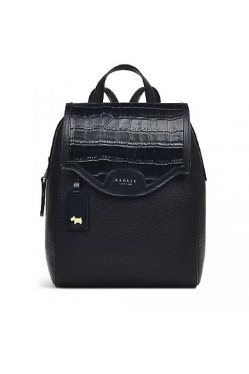 RADLEY London Drury Lane Sac à dos à rabat pour femme en cuir grainé effet croco avec sangle réglable, poignée de préhension 
