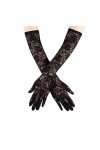 Gants pour femme - En dentelle extensible - Motif floral - Pour fête dopéra - Pour mariage - Style années 1920