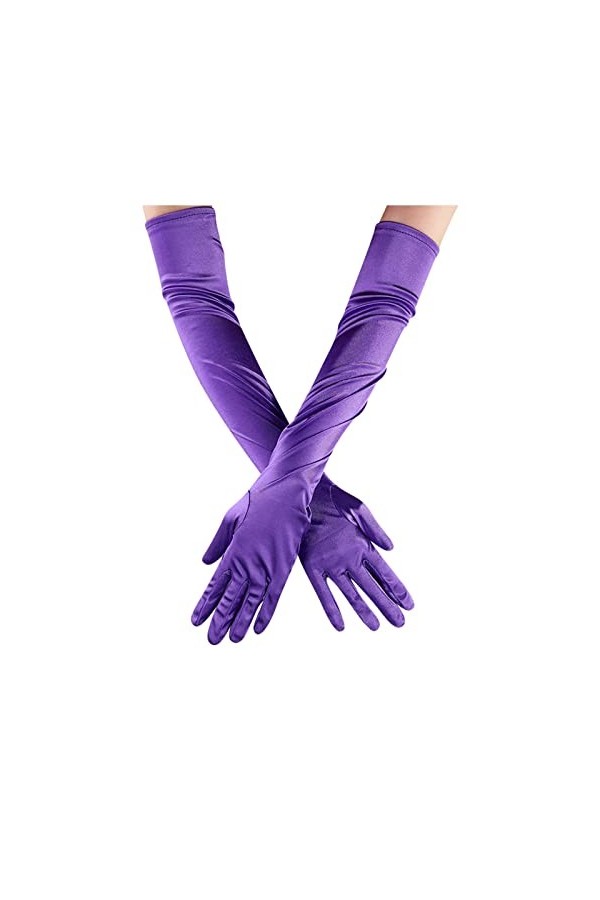 STKOOBQ Gants de danse longs en satin pour femme - Longueur du coude - Style années 1920