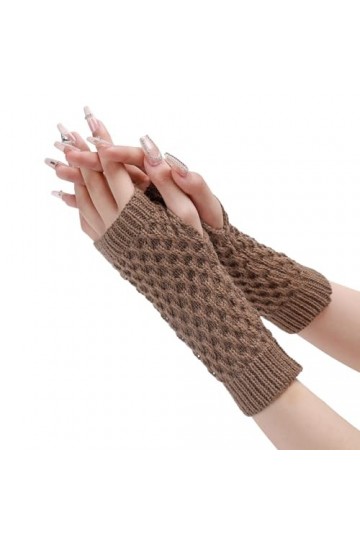 Manchettes pour femme - En tricot doux et extensible - Mitaines en tricot - Mitaines sans doigts - Mitaines douces - Chauffe-