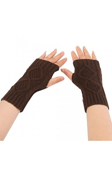 Gants tendance en tricot torsadé pour femme - Chauds et épais - En polaire - Pour temps froid
