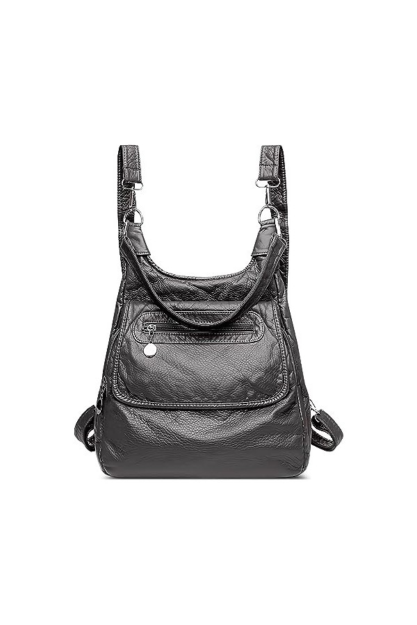 DEEVORCA Mode Sac à Dos Femmes Décontracté Décole Anti-vol Sacs À Bandoulière Pu Cuir Imperméable Douceur Sacs à Dos Voyage 