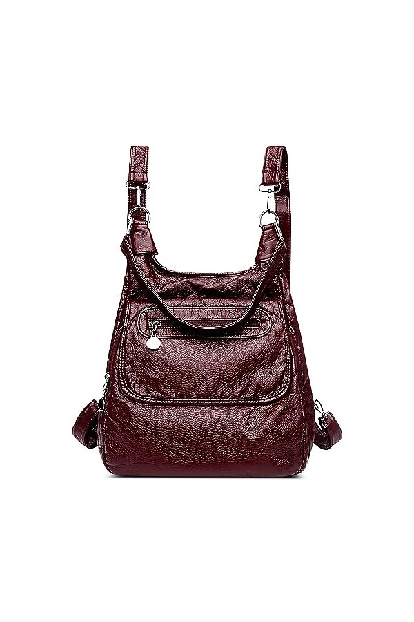 DEEVORCA Mode Sac à Dos Femmes Décontracté Décole Anti-vol Sacs À Bandoulière Pu Cuir Imperméable Douceur Sacs à Dos Voyage 