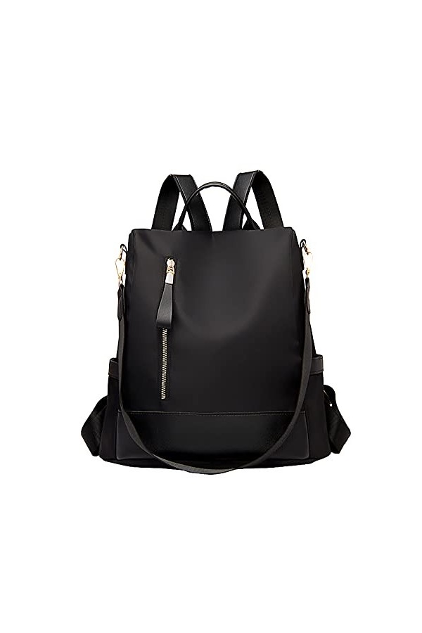 Sac à dos pour femme, sac à dos imperméable et léger Oxford pour femme, sac à dos décole, sac à dos, Zipblack, 30×15×32 cm