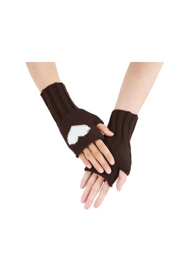 Mitaines classiques en tricot pour femme - Mitaines courtes en tricot - Chauffe-bras élastiques - Chauffe-bras - Mitaines san