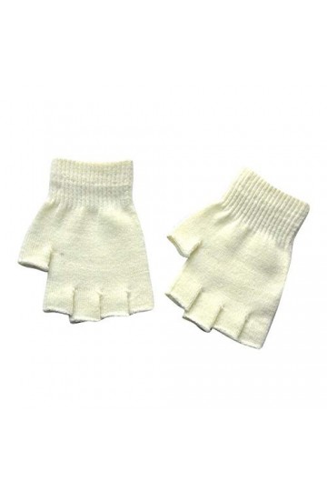 Gants jaunes pour femme - Coutures tricotées - Mitaines chaudes - Pour lhiver - Pour adultes - Crochet - Pour femme, Blanc.,