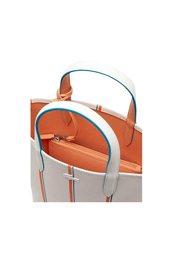 Lacoste Sac Cabas Réversible Avec Pochette Anna Seasonal Femme Farine Recifal Rayures