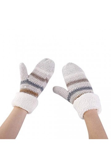 Tricotés Gants Femmes, Chauds Moufles Souple Mitaines En Tricot Cadeau De Noël Stretch Beige