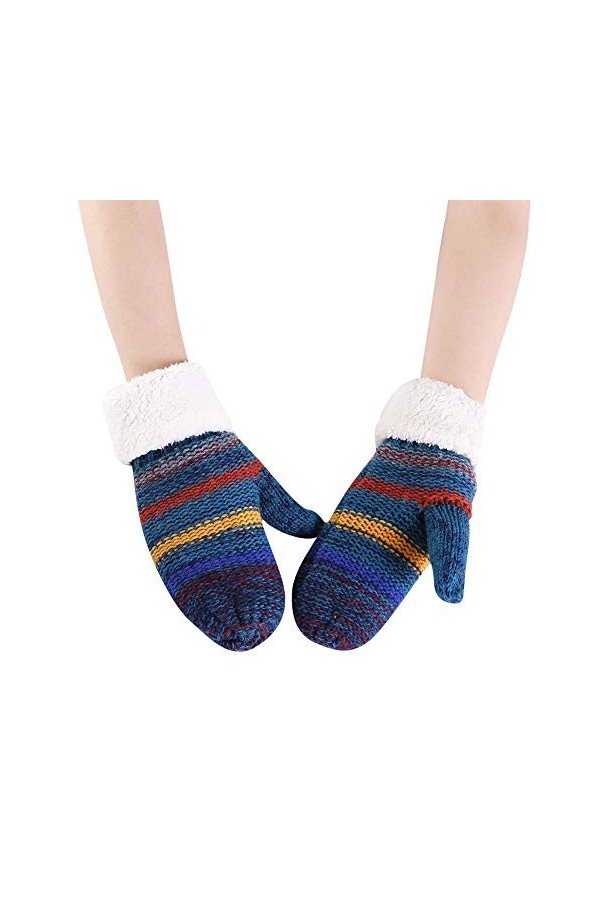 Tricotés Gants Femmes, Chauds Moufles Souple Mitaines En Tricot Cadeau De Noël Stretch Beige